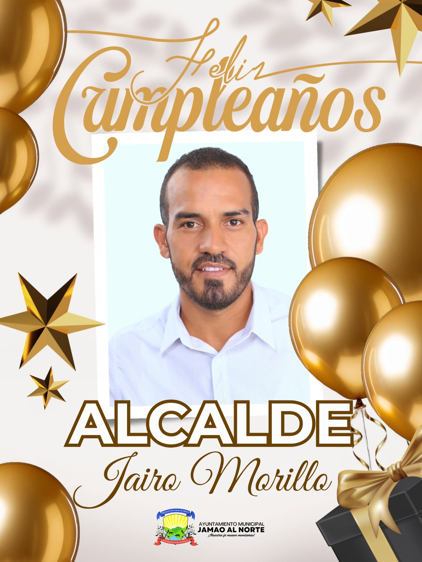 Hoy celebramos la vida de un gran ser humano y servidor público comprometido con el desarrollo de nuestro municipio. Desde la Alcaldía de Jamao al Norte, extendemos nuestras más sinceras felicitaciones a nuestro alcalde Jairo Morillo (@jmarvelo20), deseándole salud, bendiciones y muchos años más de vida. Que este nuevo año esté lleno de éxitos, sabiduría y nuevas oportunidades para seguir trabajando por el bienestar de nuestra gente. 🙌 ¡Felicidades, alcalde! 🎂 ¡Que siga cosechando logros y aportando al progreso de Jamao al Norte!